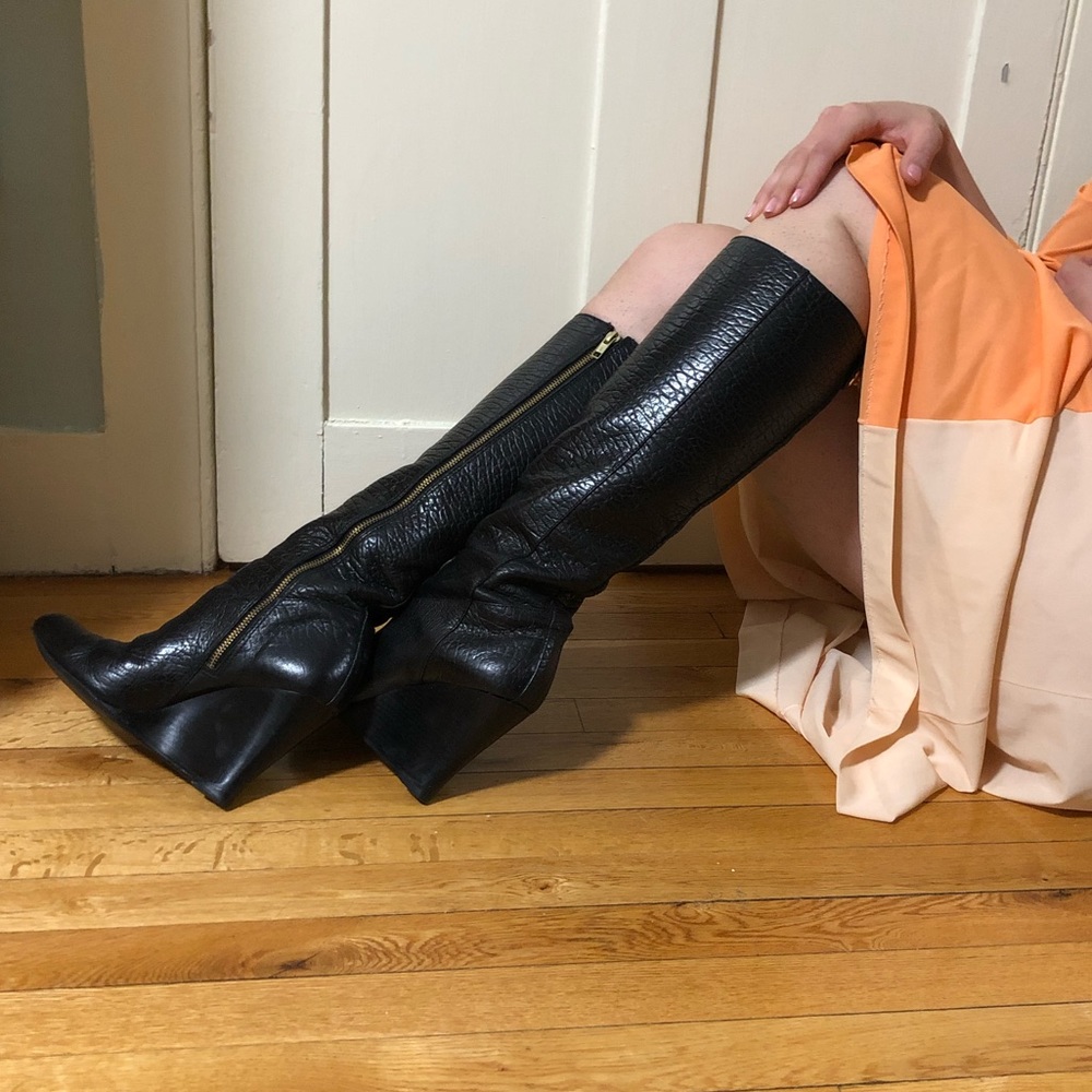 Tory Burch Leather Knee High Wedge